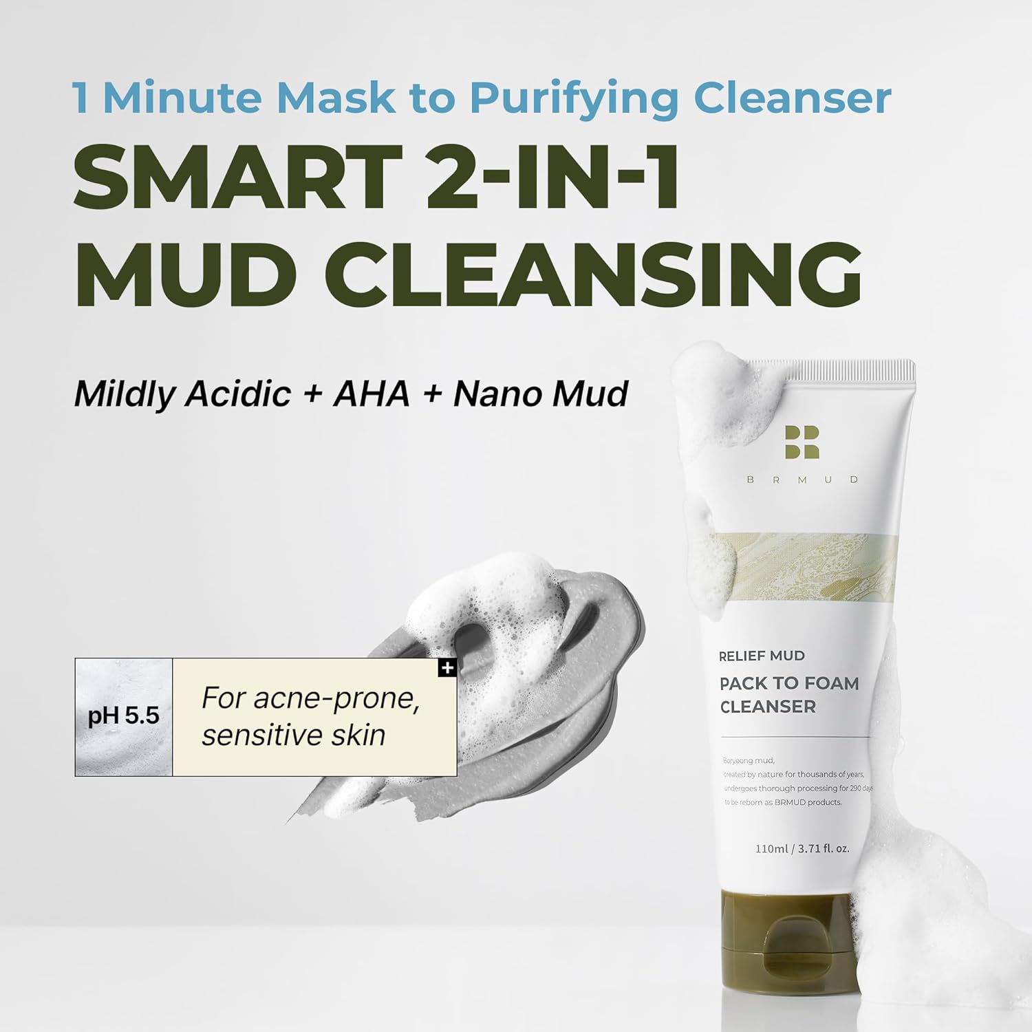 Mask & Cleanser Duo | Relief Mud Clay Face Mask + Mud Pack to Foam Facial Cleanser